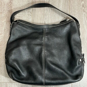 Vintage Michael Kors Black Pebbled Leather Hobo Shoulder Bag Side Buckles